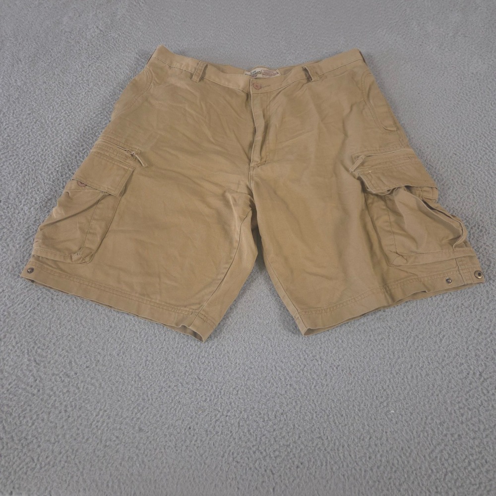 VINTAGE Lee Dungarees Shorts Mens 38 Tan Khaki Cotton Twill Cargo Pockets Y2K